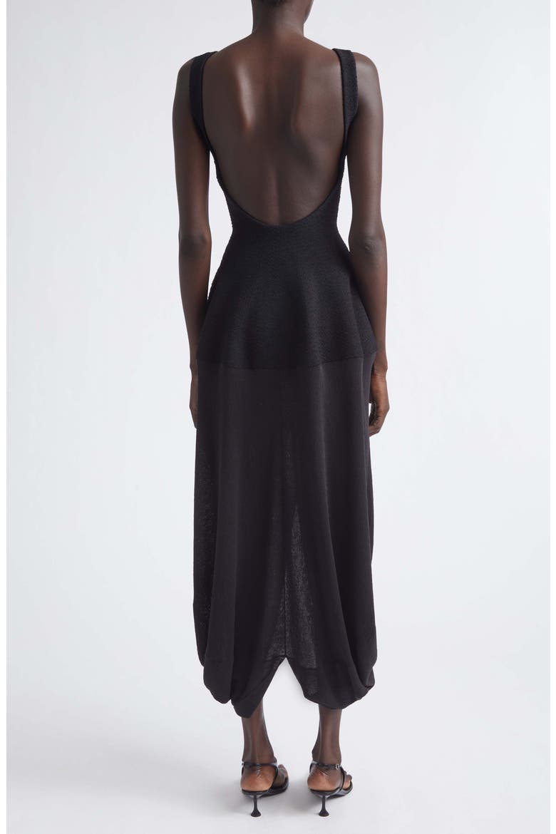 Sukki Mixed Media Bubble Hem Midi Dress, Alternate, color, BLACK