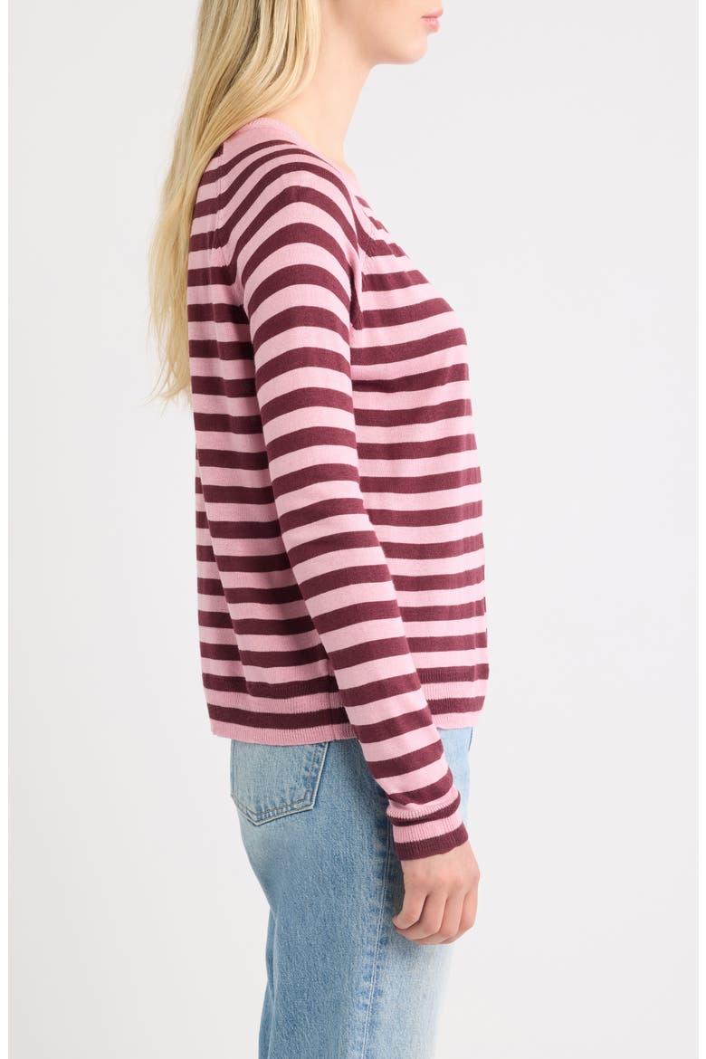 Stripe Sweater, Alternate, color, BORDEAUX