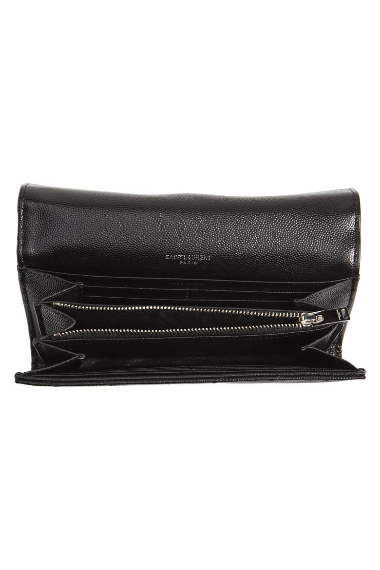 Matelassé Leather Envelope Wallet, Alternate, color, NOIR