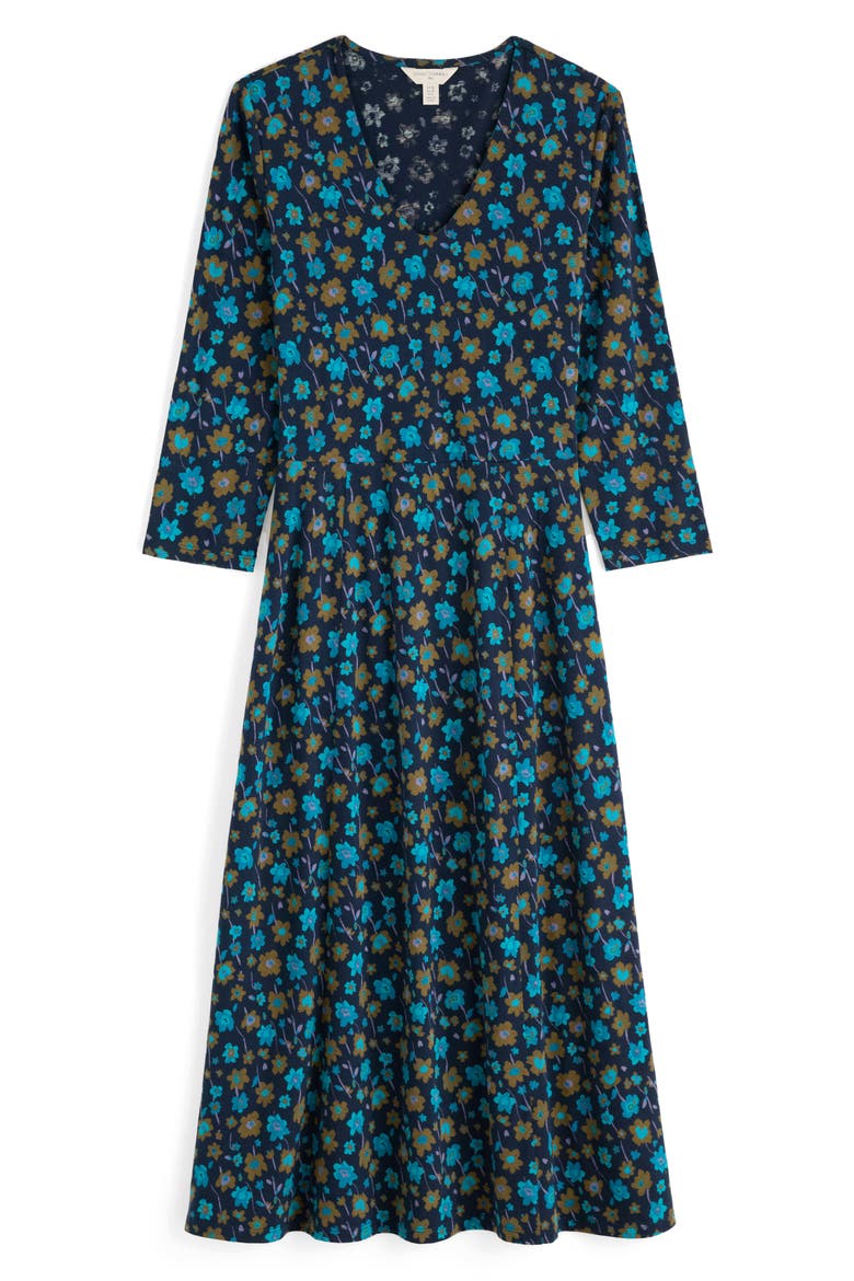 Nancy Floral Print Organic Cotton Blend Maxi Dress, Alternate, color, FALLING FLOWERS MARITIME