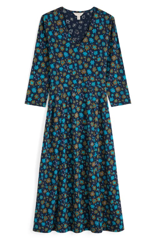 Seasalt Cornwall Nancy Floral Print Organic Cotton Blend Maxi Dress In Blue