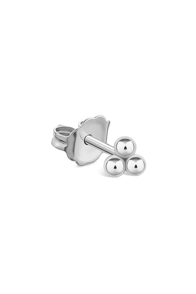 Three Ball Trinity Single Stud Earring, Main, color, 14K WHITE GOLD