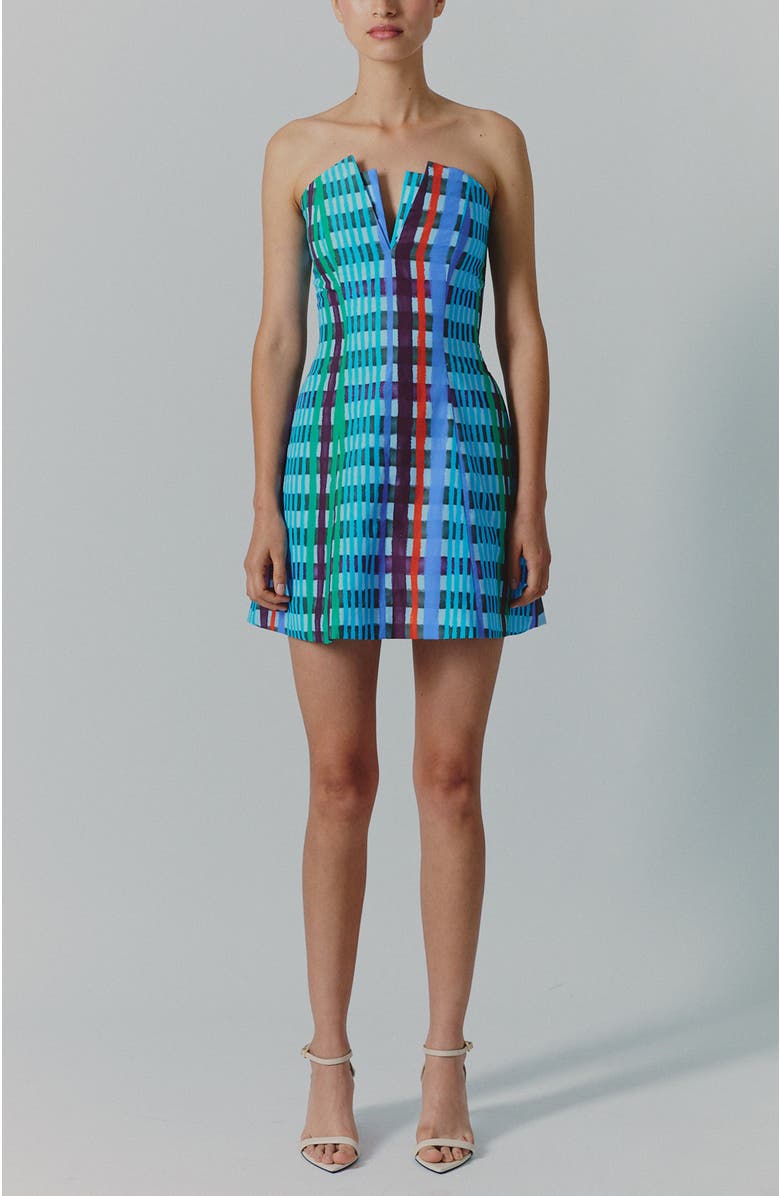 De Loreta Coraza Cocktail V-Neck Mini Cotton Dress, Main, color, 