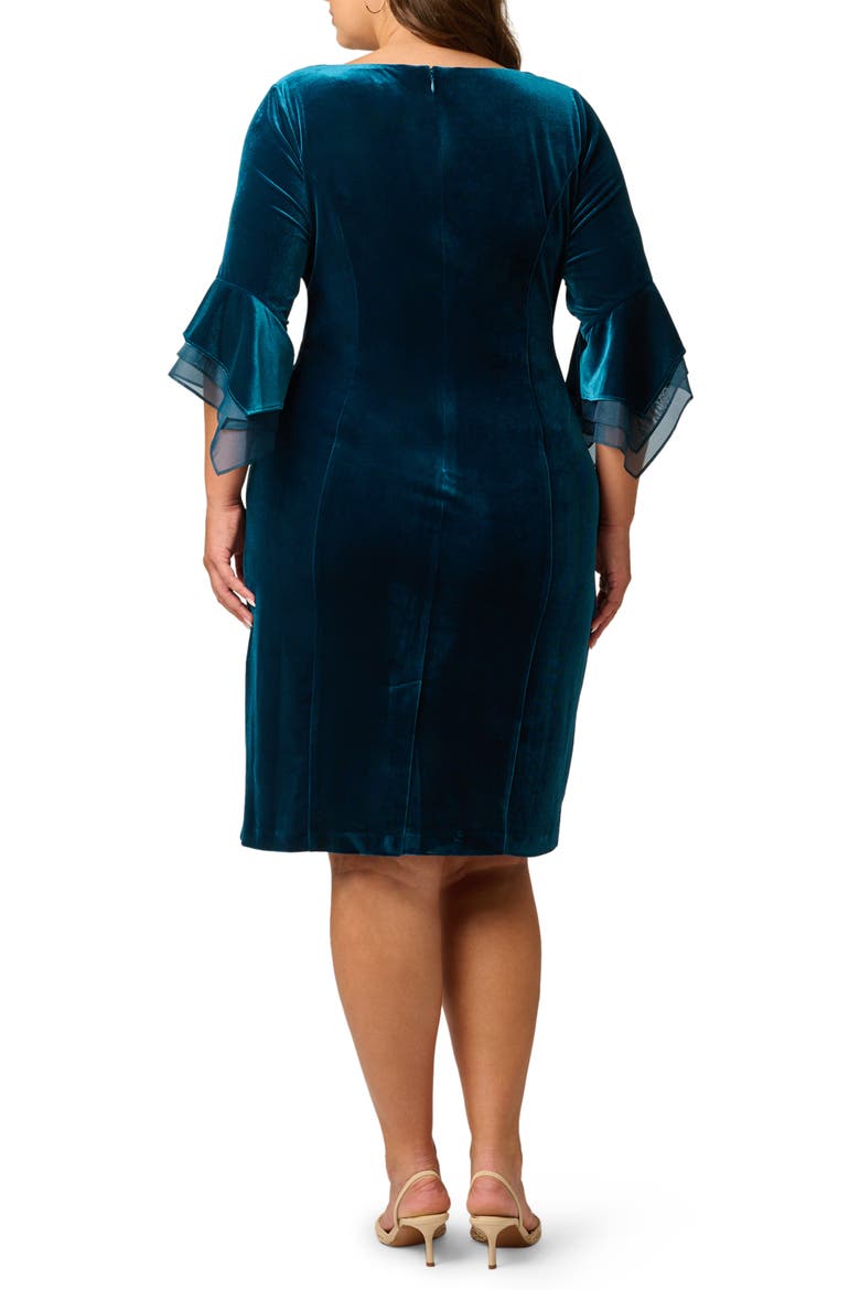 Velvet Bell Sleeve Cocktail Dress, Alternate, color, DARK TEAL