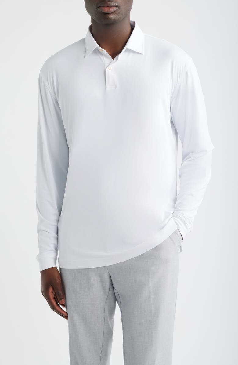 Peter Millar Featherweight Long Sleeve Performance Polo, Main, color, White
