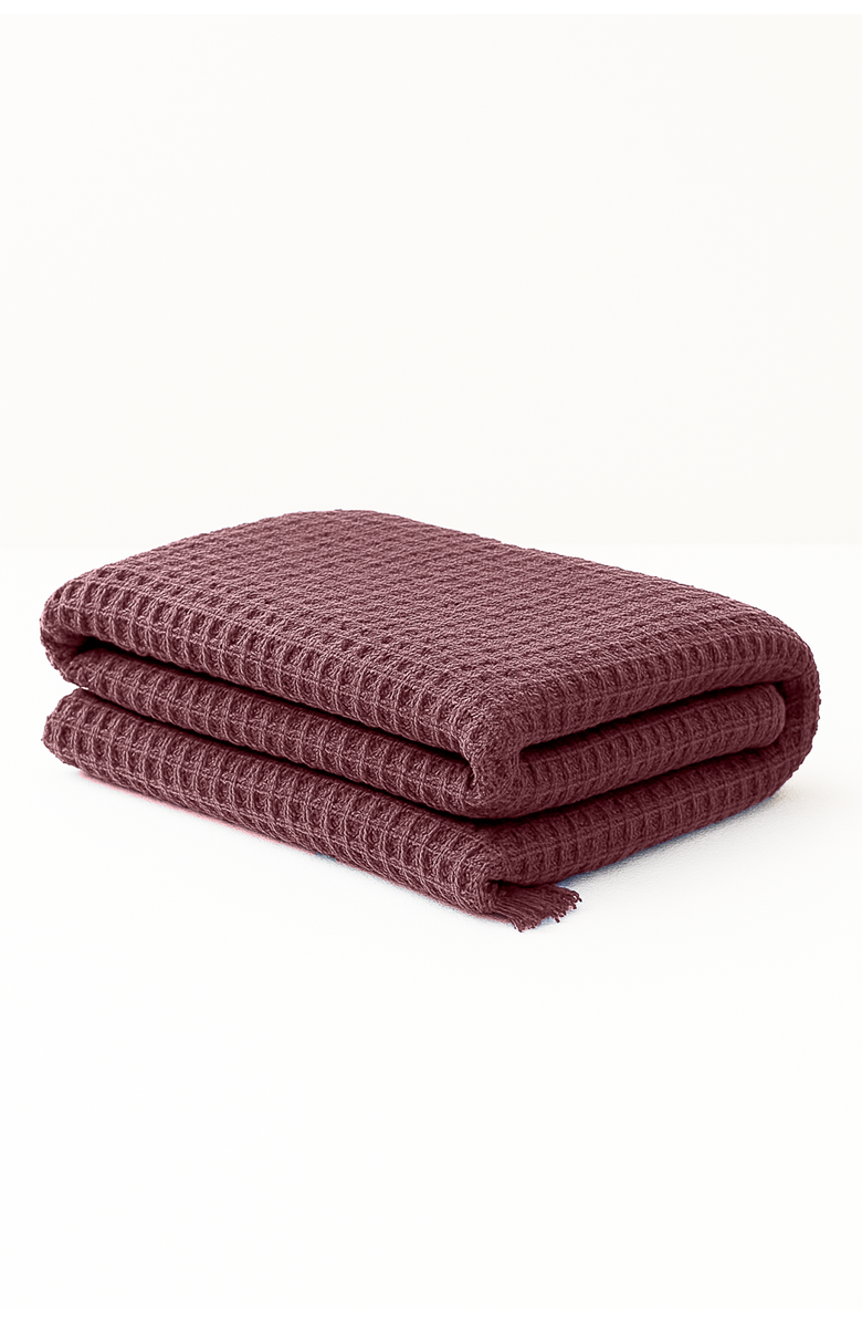 Anaya Turkish Cotton Waffle Throw, Alternate, color, Burgundy