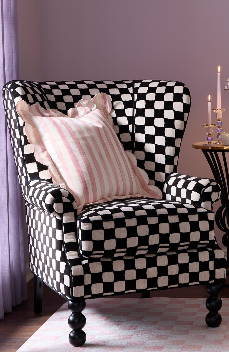 MACKENZIE CHILDS Rosy Check Reversible Scallop Throw Pillow, Alternate, color, Rosy