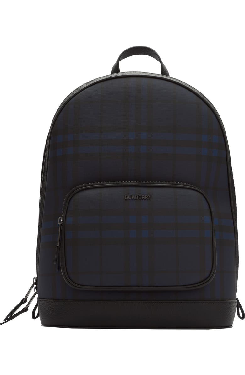 Burberry City Check Backpack, Main, color, Navy