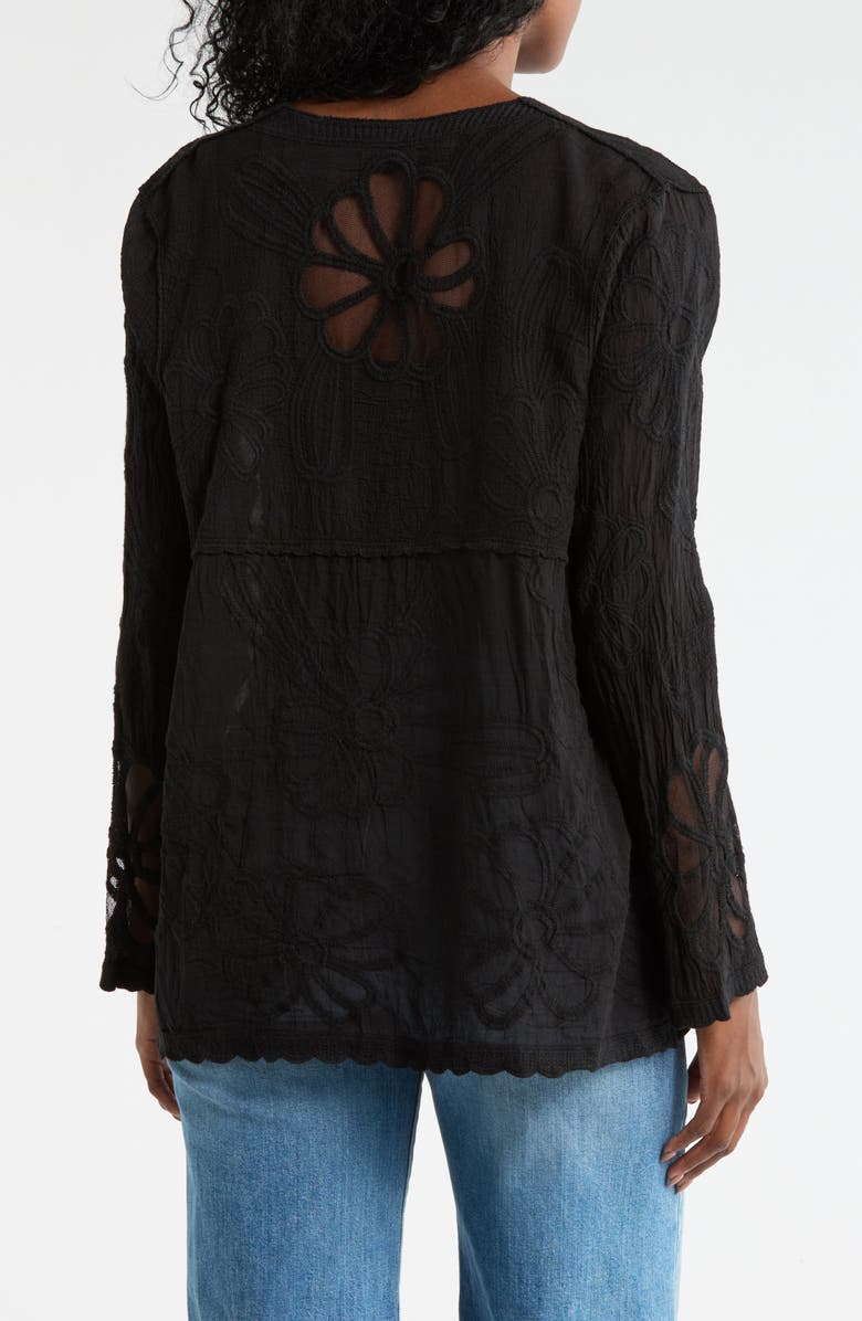 Forgotten Grace Floral Embroidered Tie Front Cardigan, Alternate, color, Black