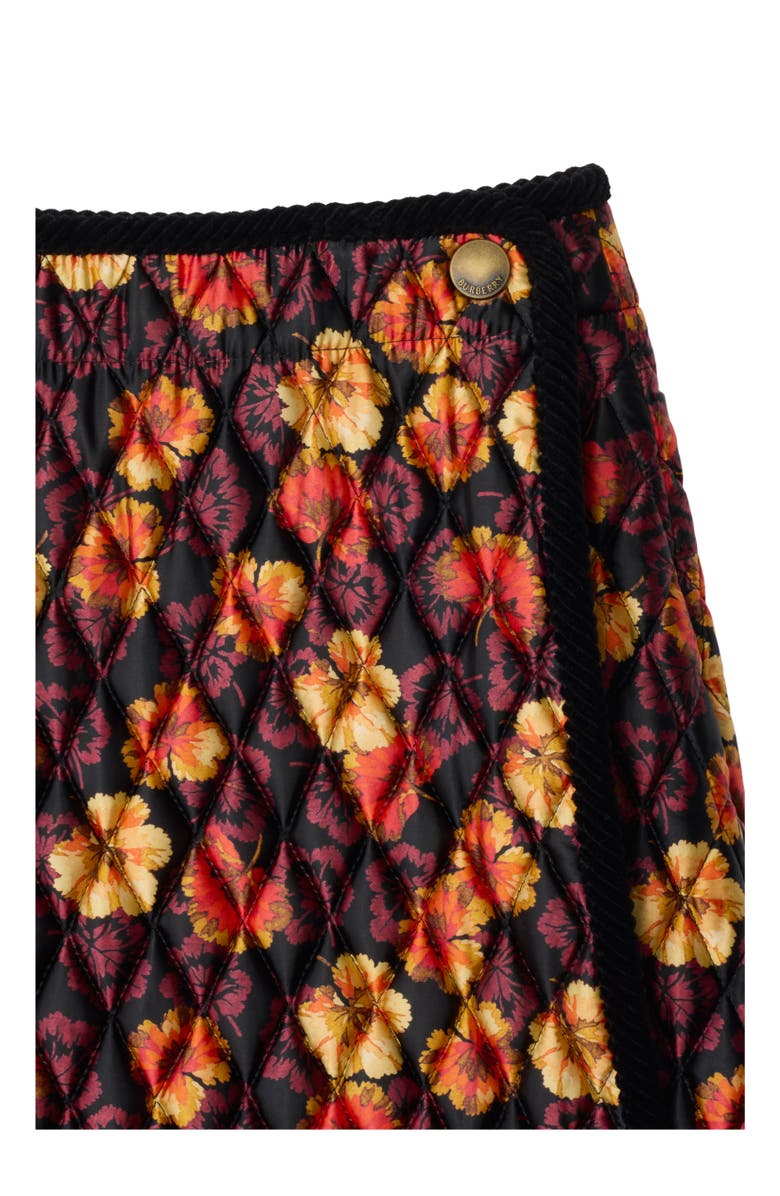 Burberry Geranium Leaf Quilted Nylon Skirt, Alternate, color, Poppy Red