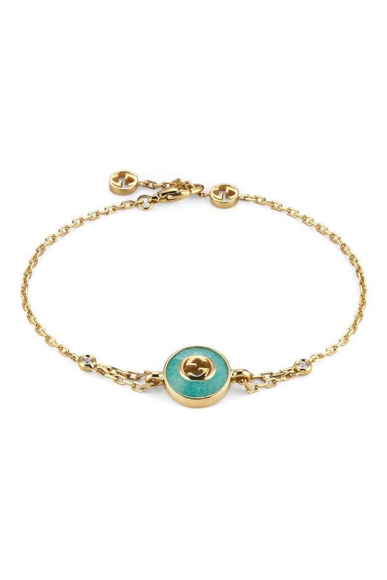 Interlocking GG 18K Gold & Diamond Chain Bracelet, Main, color, YELLOW GOLD