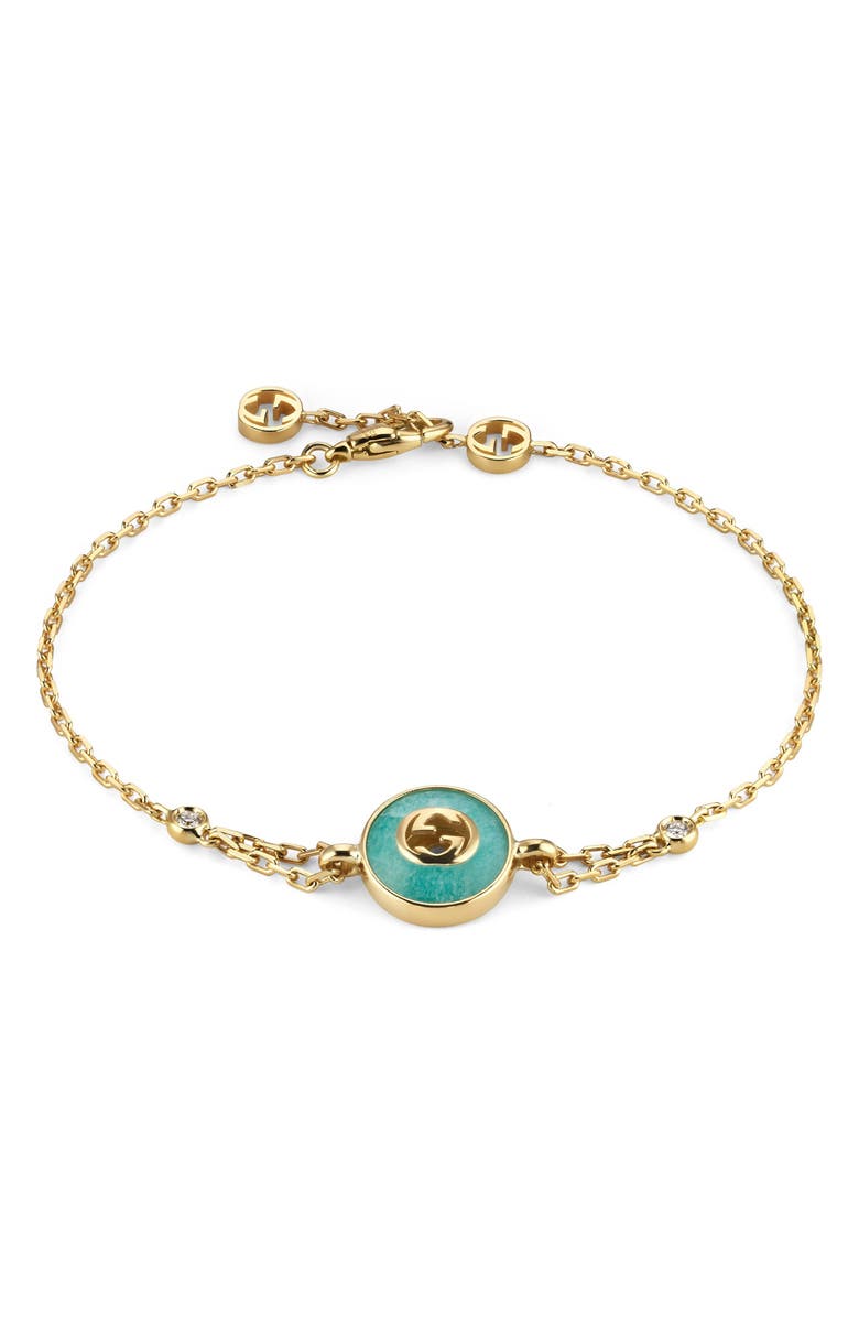 Gucci Interlocking GG 18K Gold & Diamond Chain Bracelet, Main, color, Yellow Gold