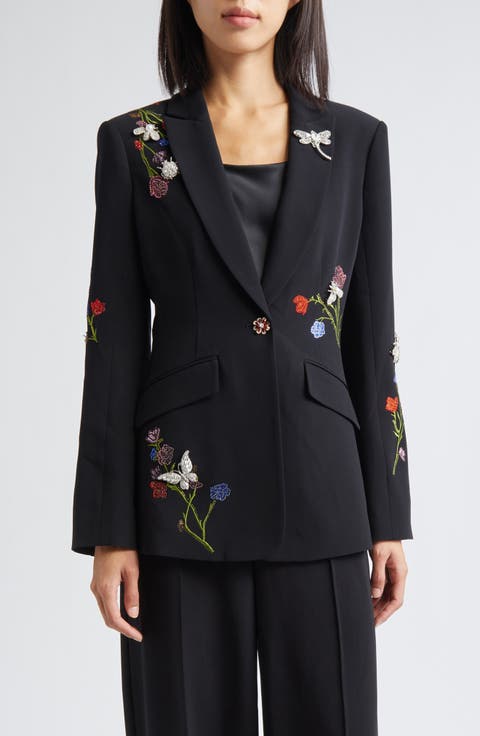 Whispering Vines Floral Embellished Blazer