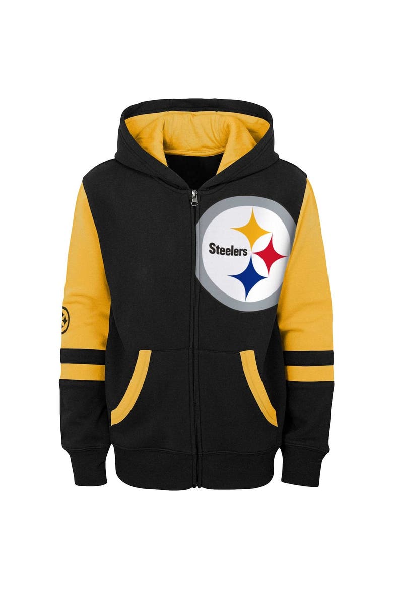 Preschool Black Pittsburgh Steelers Stadium Color Block Full-Zip Hoodie, Alternate, color, Black