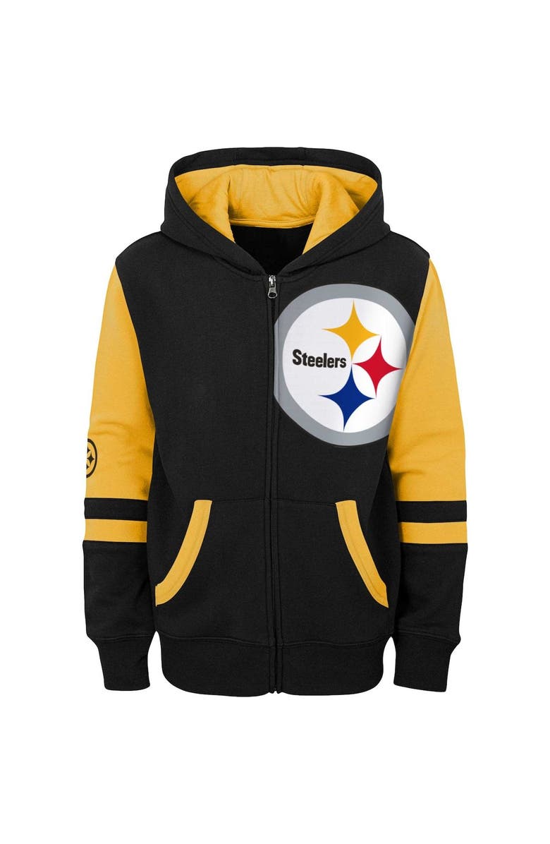 Outerstuff Preschool Black Pittsburgh Steelers Stadium Color Block Full-Zip Hoodie, Alternate, color, Black
