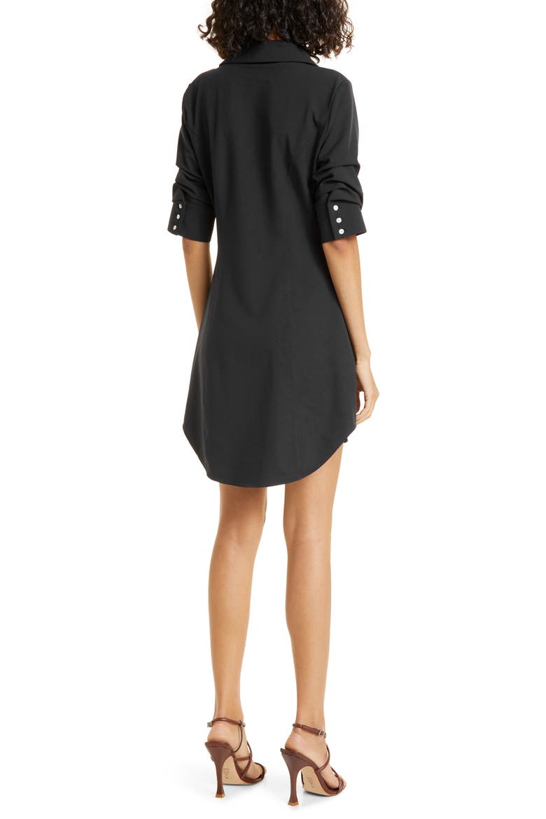 Elina Gathered Shirtdress, Alternate, color, BLACK