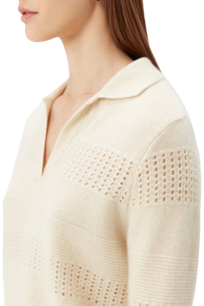 Mixed Pattern Cashmere Polo, Alternate, color, off white