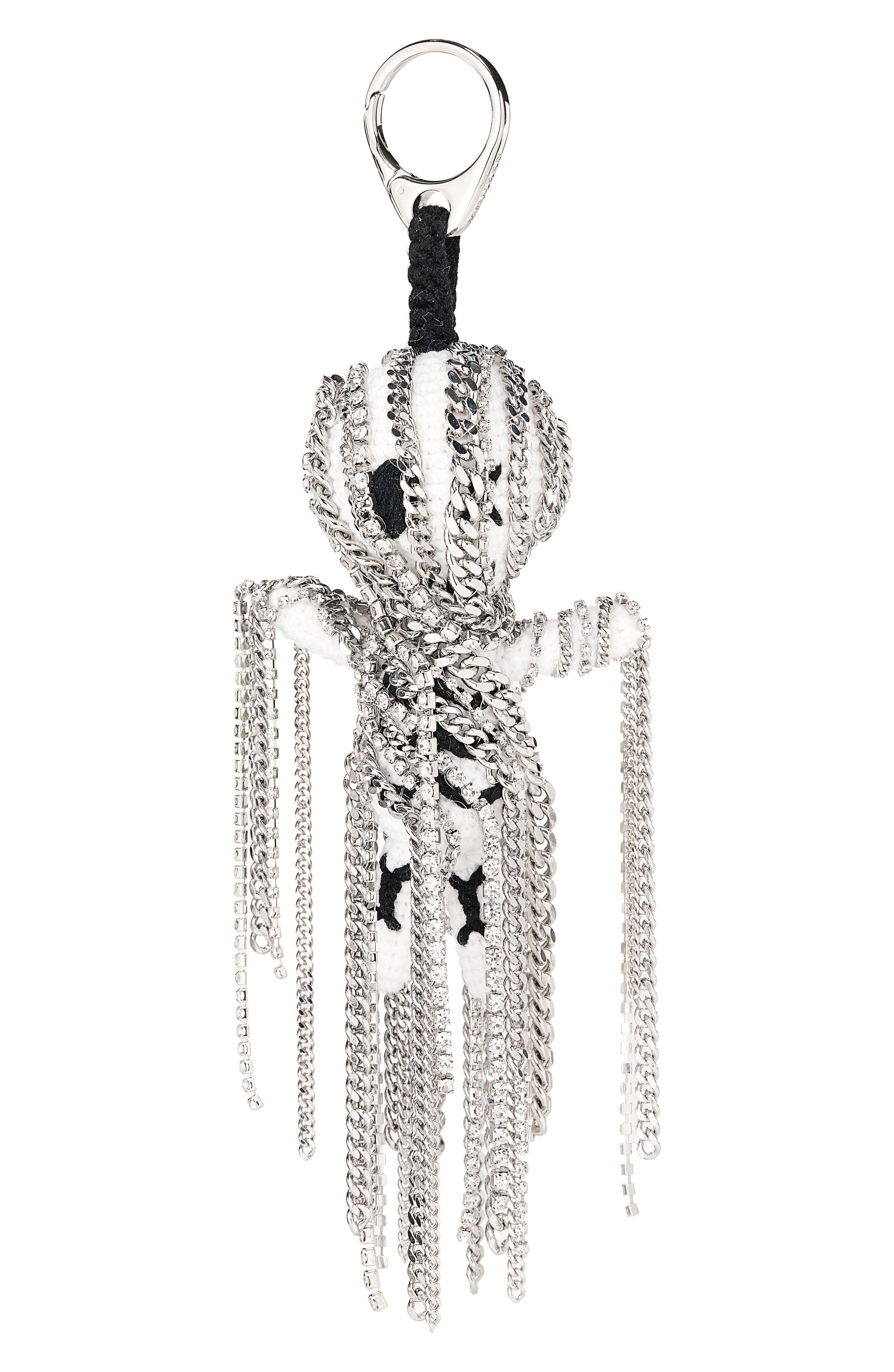 McQueen The Doll Banshee Bag Charm, Main, color, Black/ White/ Silver