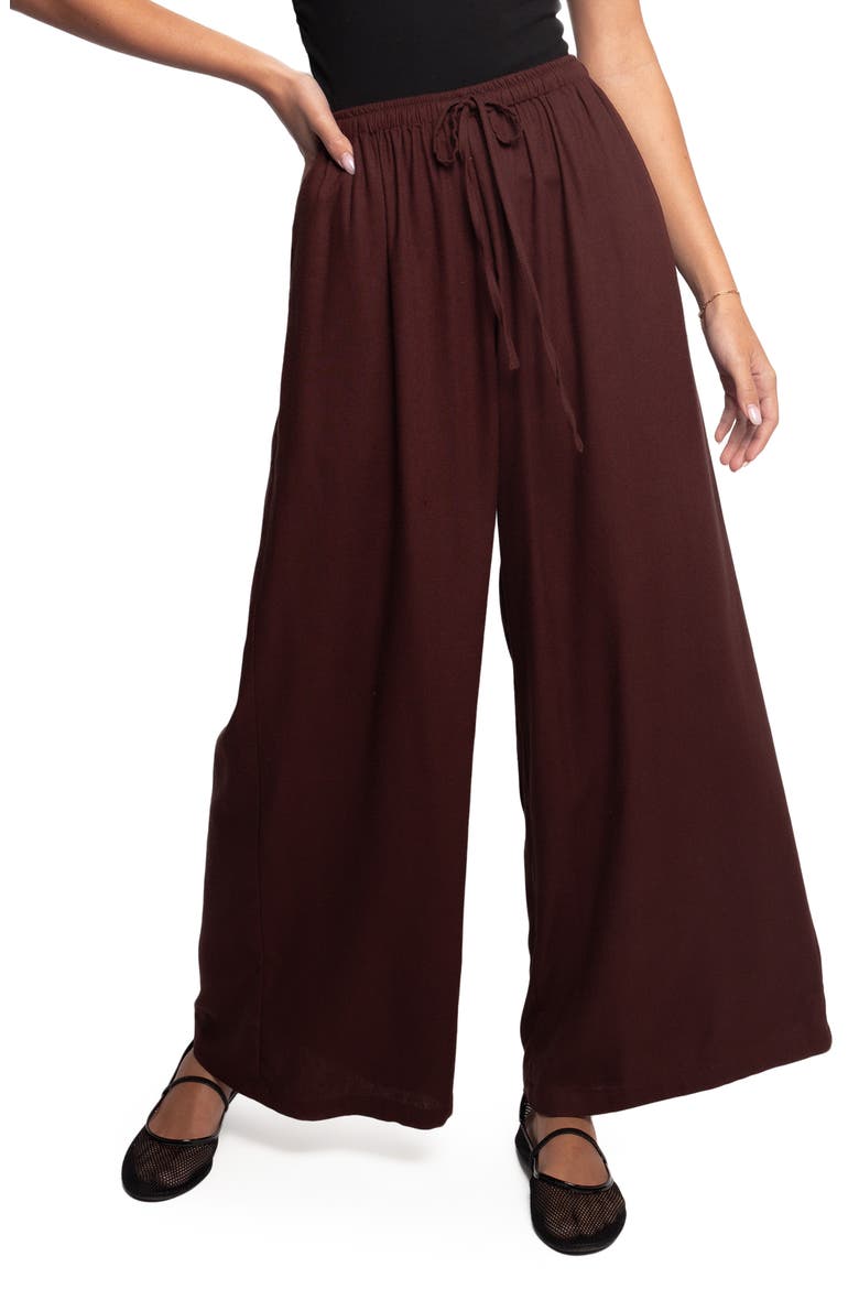 Zane Drawstring Wide Leg Pants, Main, color, CHOCOLATE