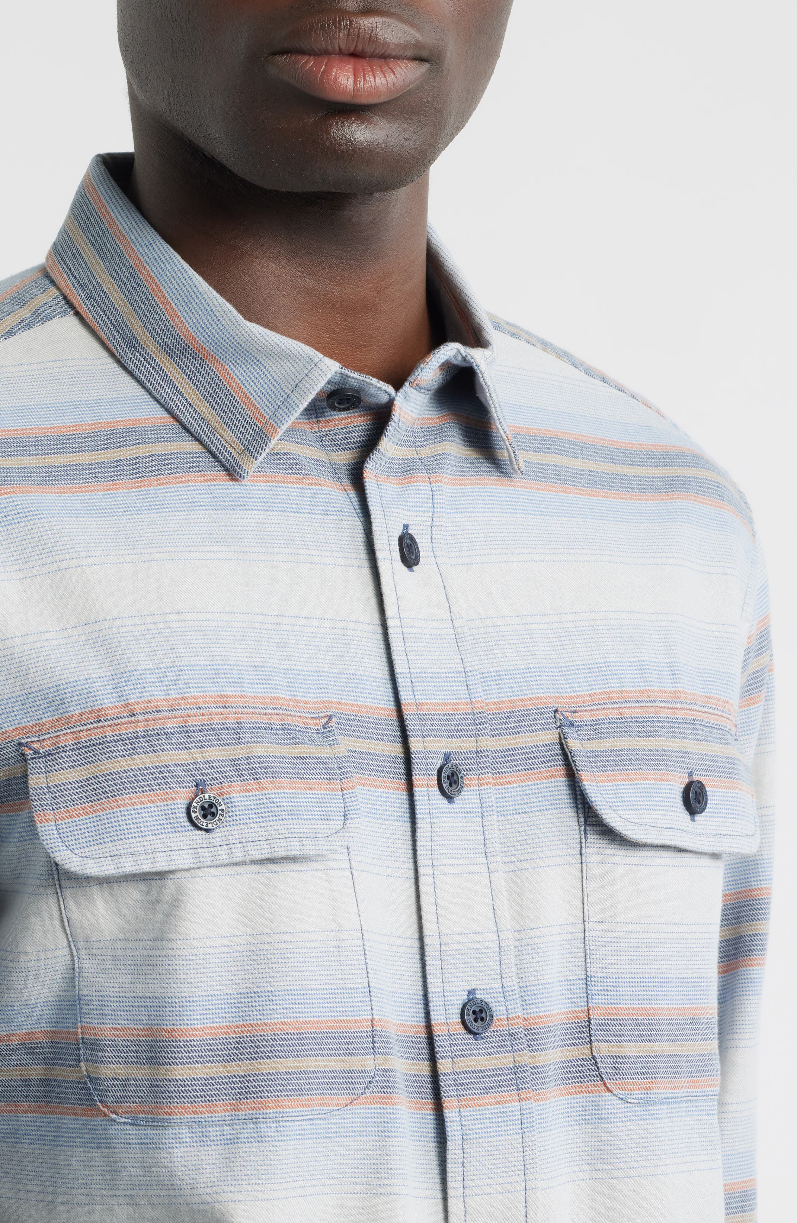 Beach Shack Stripe Brushed Cotton Button-Up Shirt - image 2