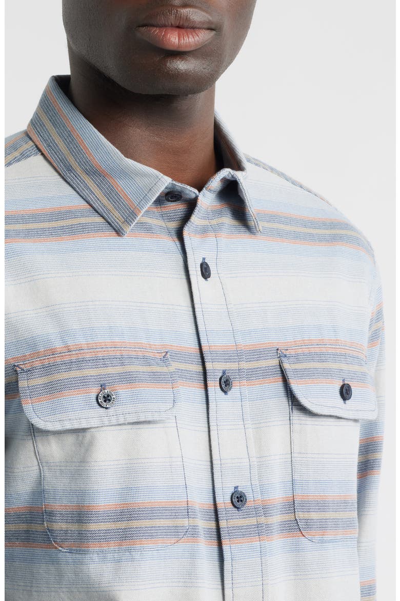 Beach Shack Stripe Brushed Cotton Button-Up Shirt, Alternate, color, BLUE STRIPE