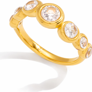 Kellery Cubic Zirconia Bezel Set Stainless Steel Ring