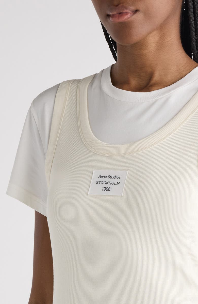 Acne Studios Ecleo Layered Stretch Cotton T-Shirt, Alternate, color, Off White
