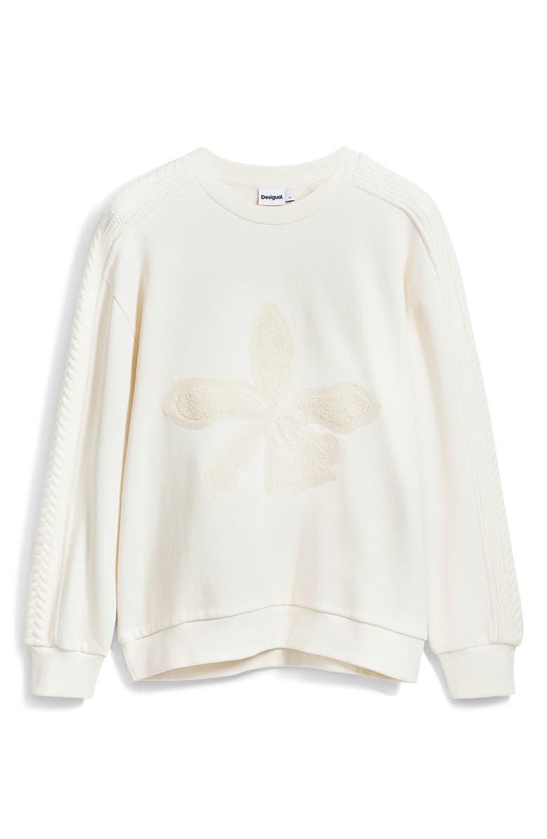 Desigual Appliqué Patch Sweatshirt, Alternate, color, Light Beige