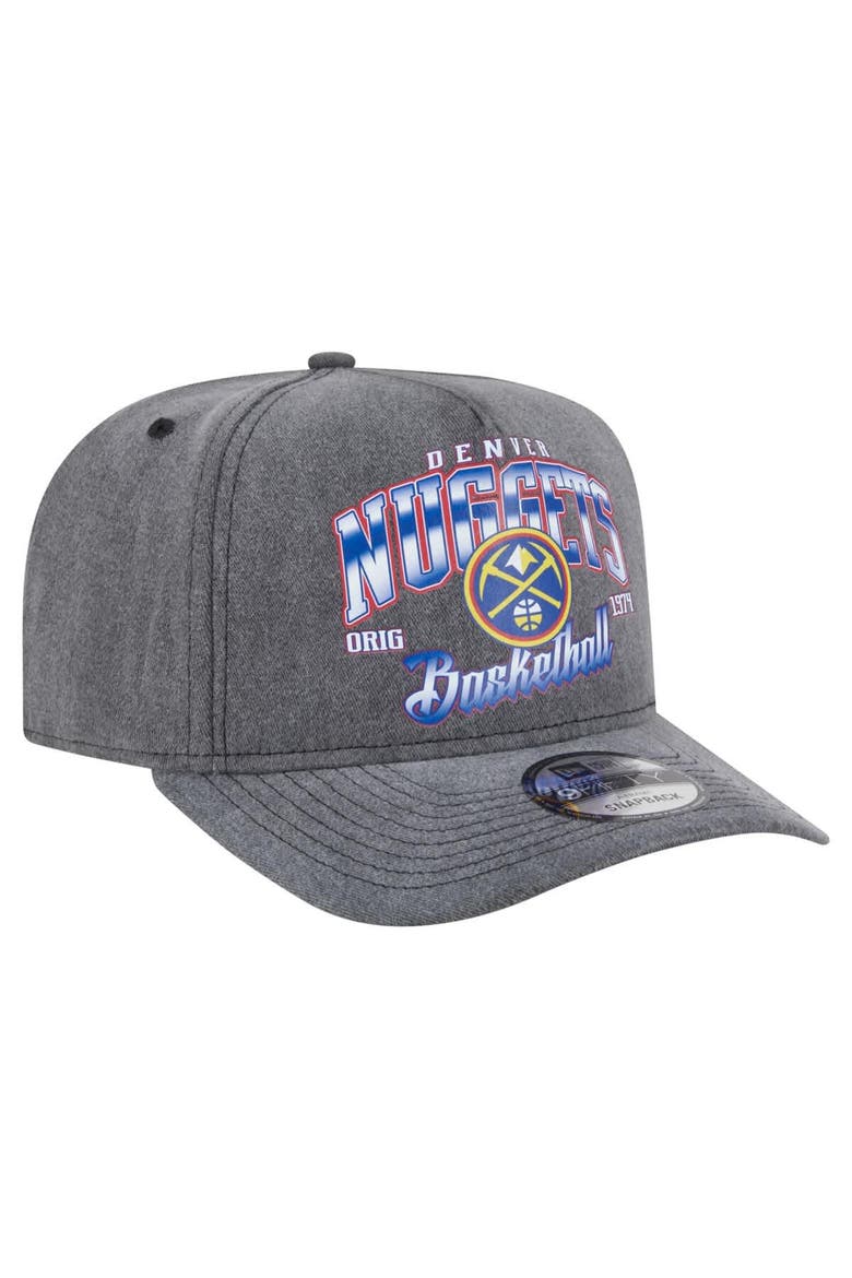 Men's New Era  Charcoal Denver Nuggets Throwback Washed Pre-Curved 9FIFTY Snapback Hat, Alternate, color, Charcoal