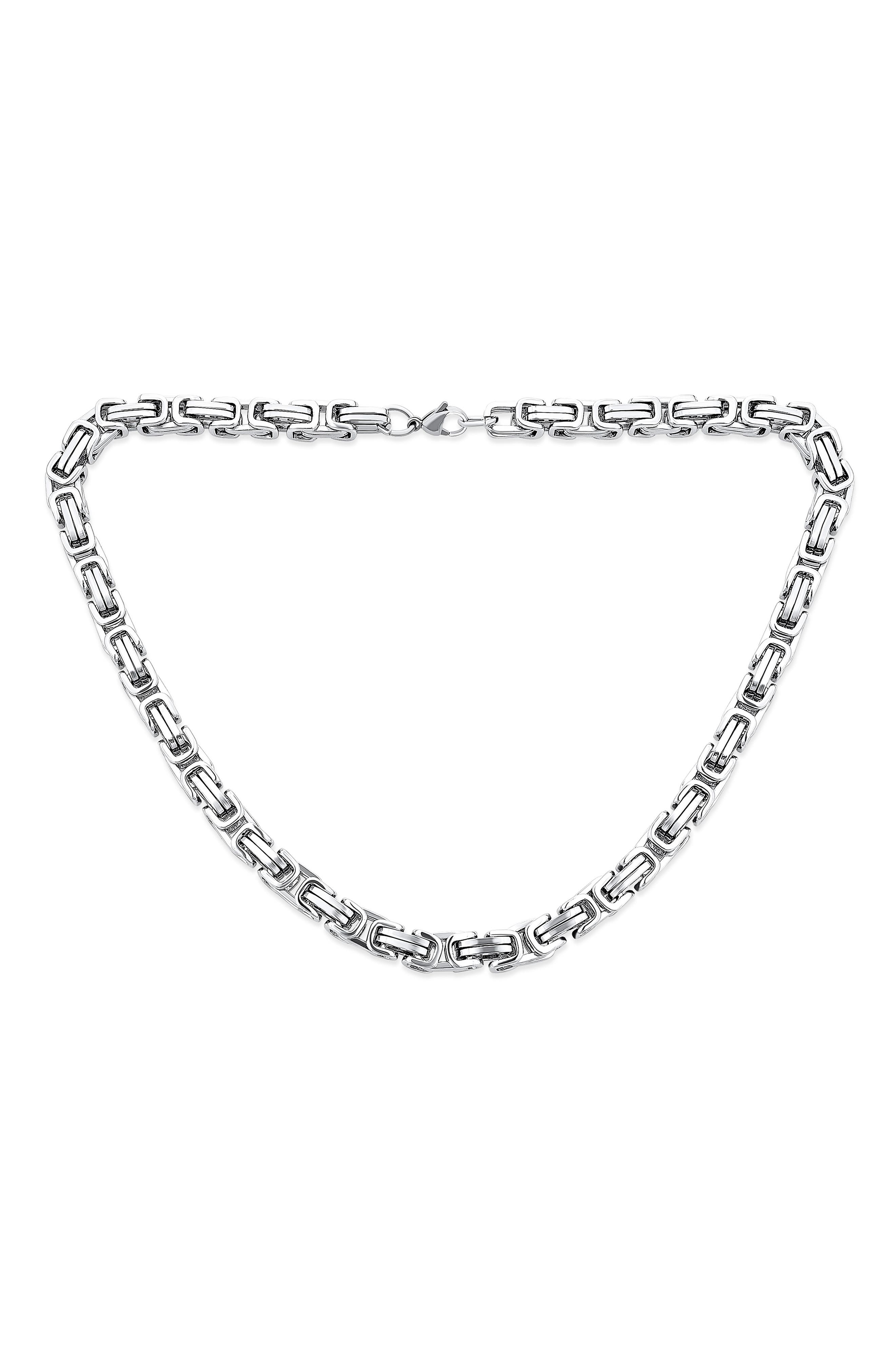 BLING JEWELRY Men's Mechanic Byzantine Chain Necklace