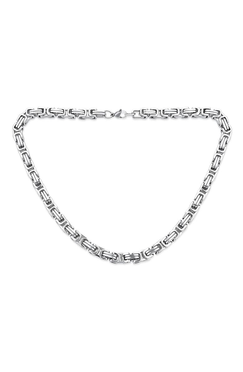 BLING JEWELRY Men's Mechanic Byzantine Chain Necklace, Main, color, Silver