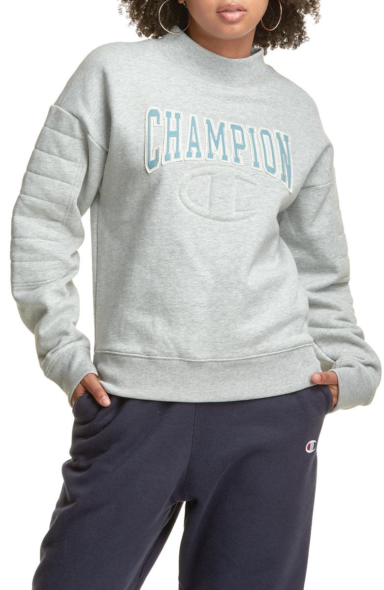 Champion Reverse Weave<sup>®</sup> Quilted Mock Neck Sweatshirt, Main, color, 