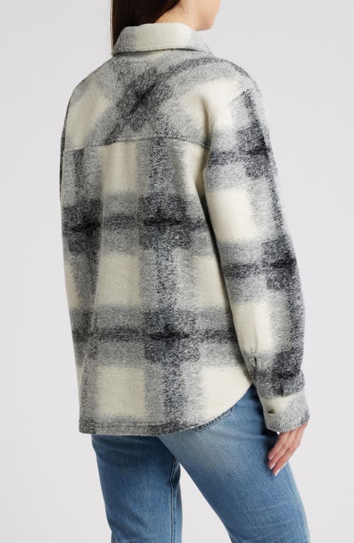 Thread & Supply Plaid Fleece Shacket In Cream Blk Co Pl2275