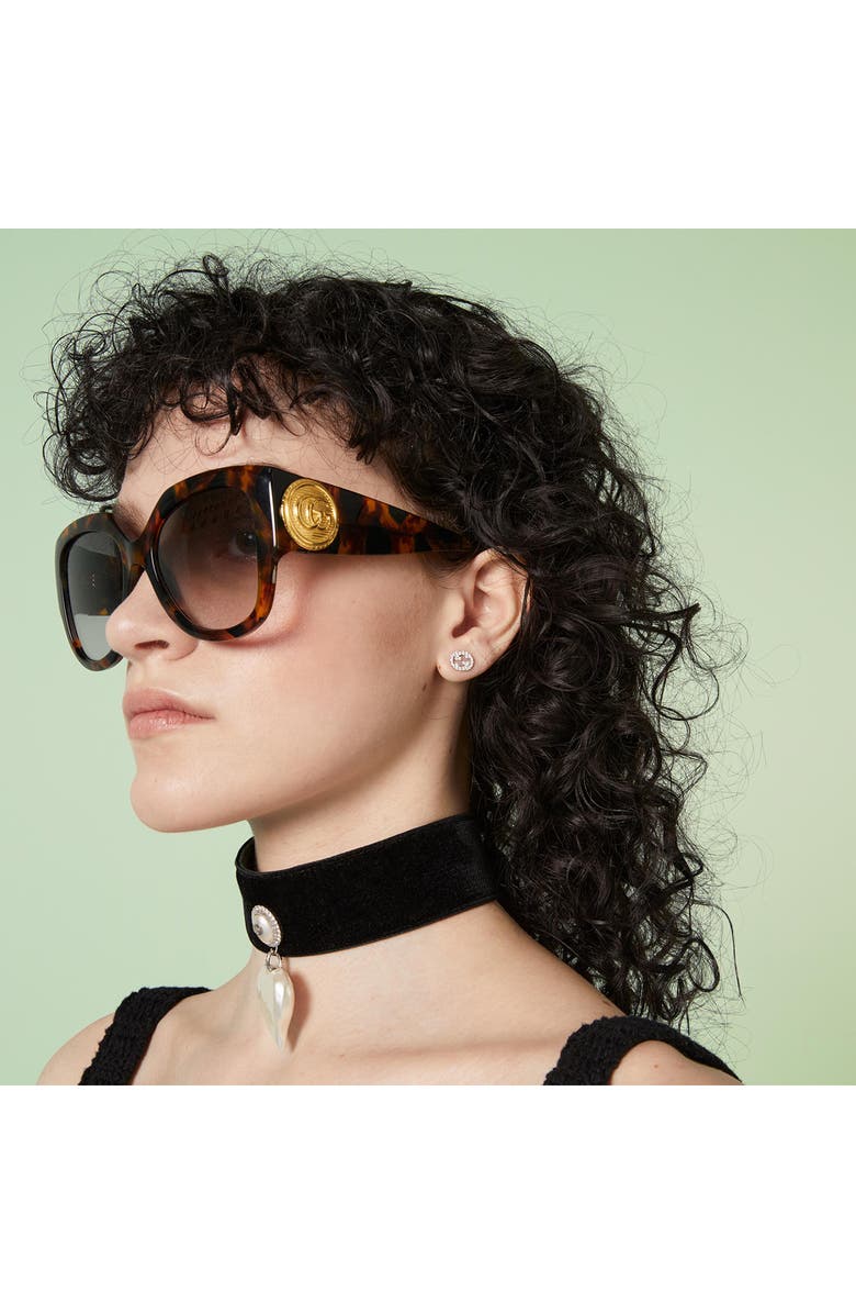 Gucci Large Interlocking-G Diamond Stud Earrings, Alternate, color, White Gold