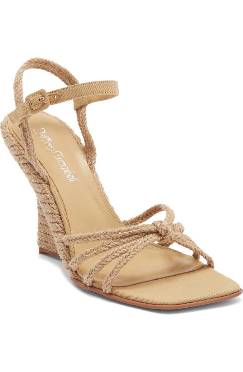 Jeffrey Campbell Harvester Ankle Strap Wedge Sandal, Main, color, Tan Jute
