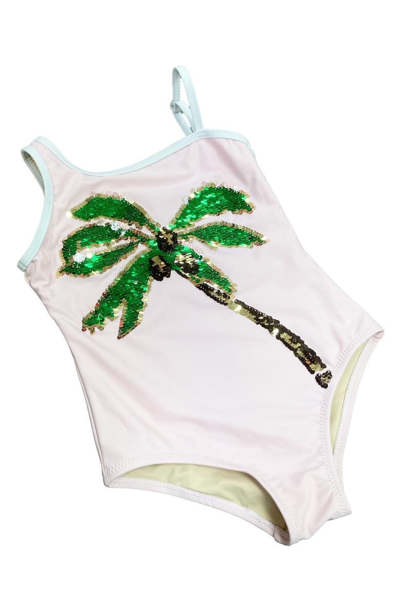 Shade Critters Kids' Sequin Palm One-Piece Swimsuit, Alternate, color, Pink