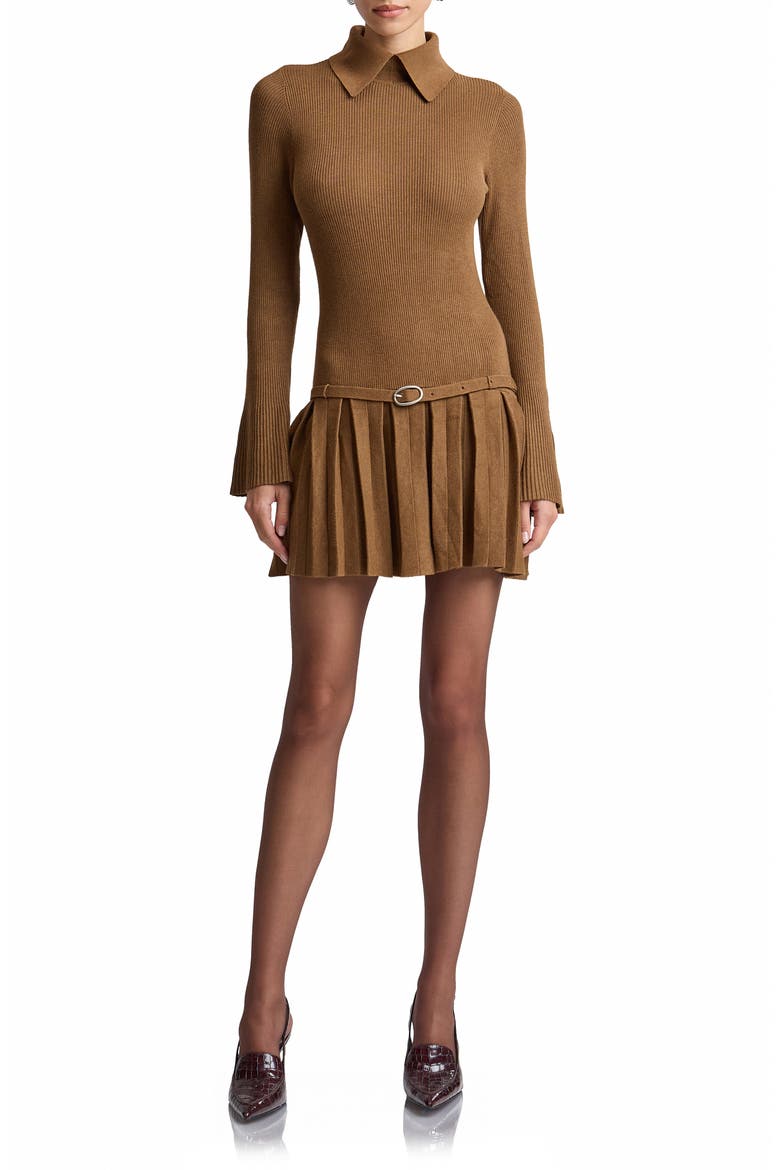 Drop Waist Pleated Sweater Dress video