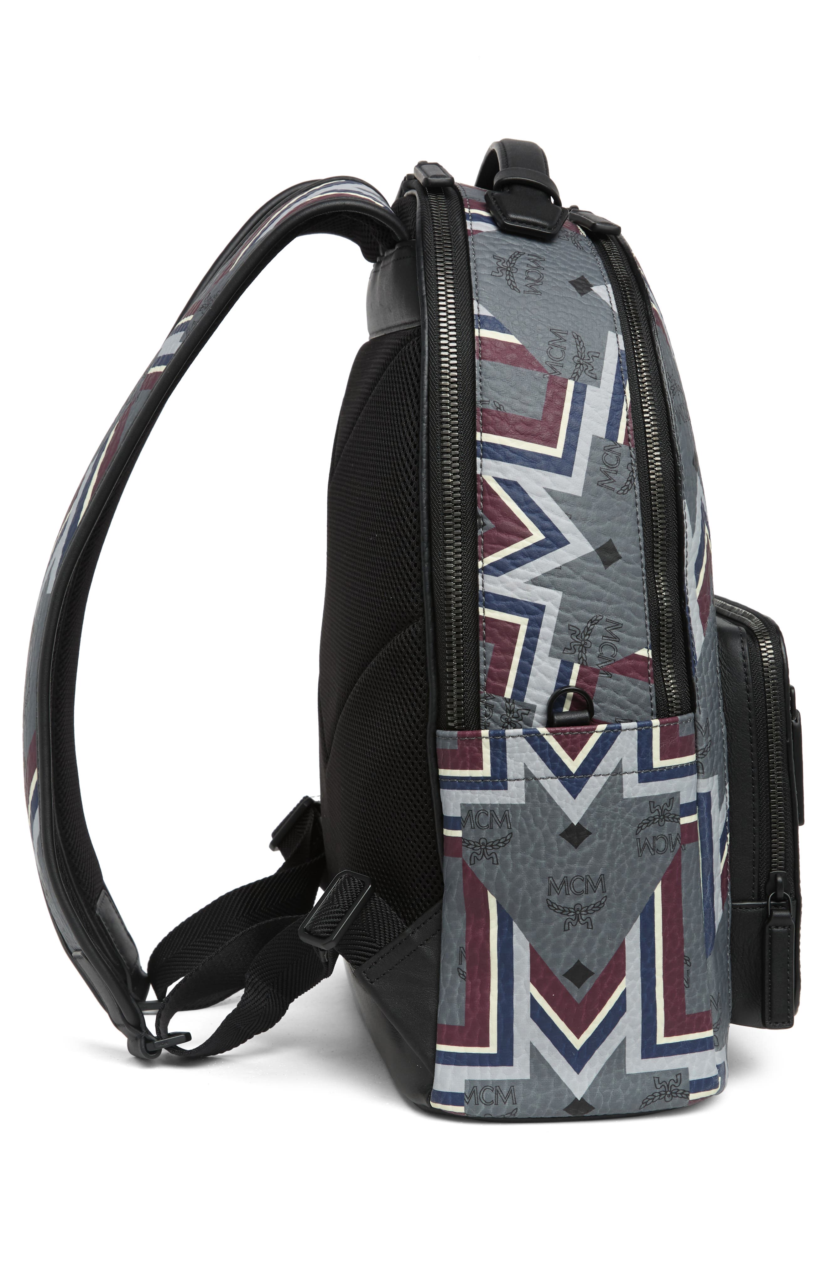 MCM Medium Stark Visetos Leather Backpack, Alternate, color, 