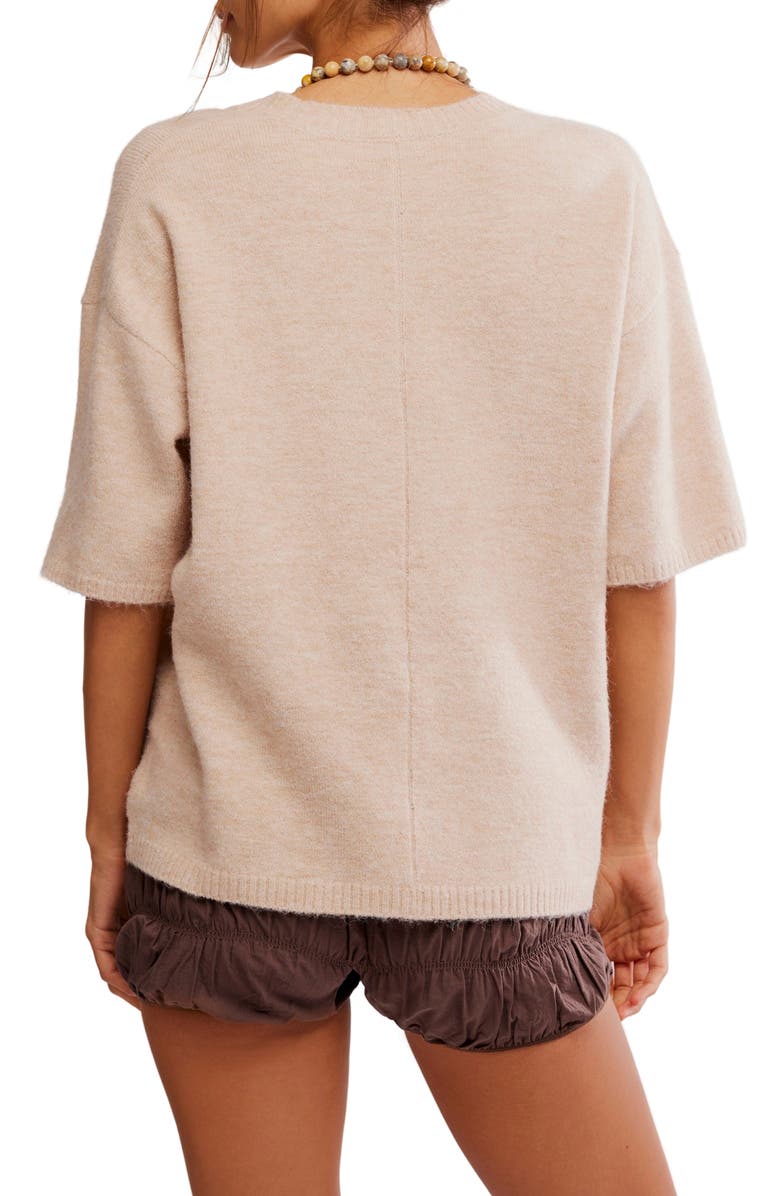 Free People Margot Oversize Short Sleeve Sweater, Alternate, color, Pearl Melange