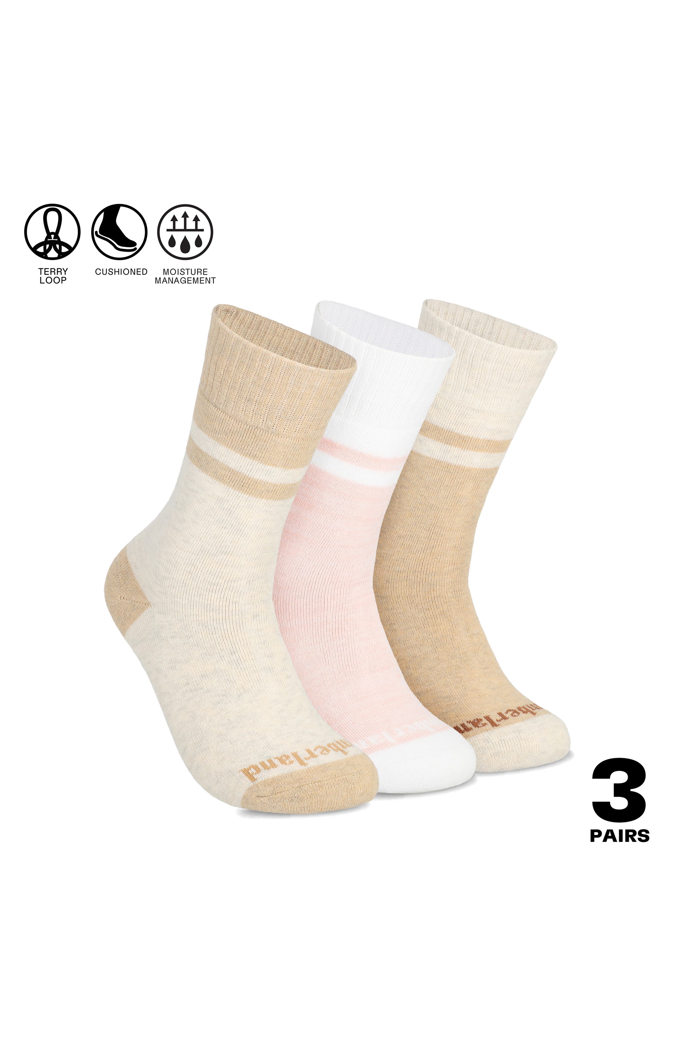 Timberland Assorted Pack of 3 Stripe Crew Socks (Women) | Nordstromrack