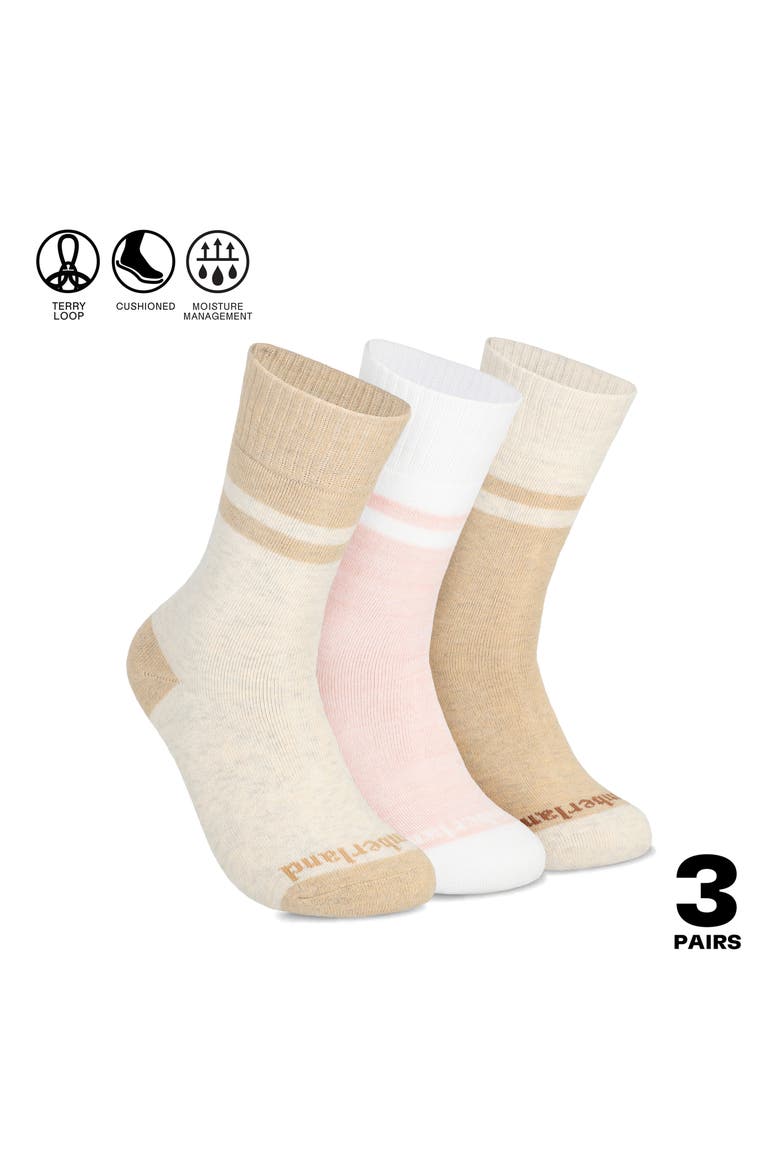 Assorted Pack of 3 Stripe Crew Socks, Alternate, color, CREAM ASSORTED