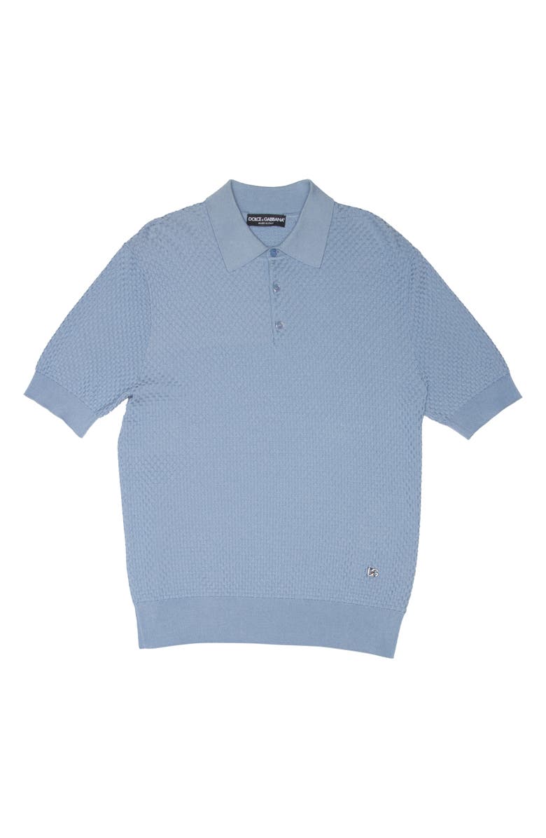 Dolce&Gabbana Basket Weave Stitch Short Sleeve Polo Sweater, Alternate, color, 