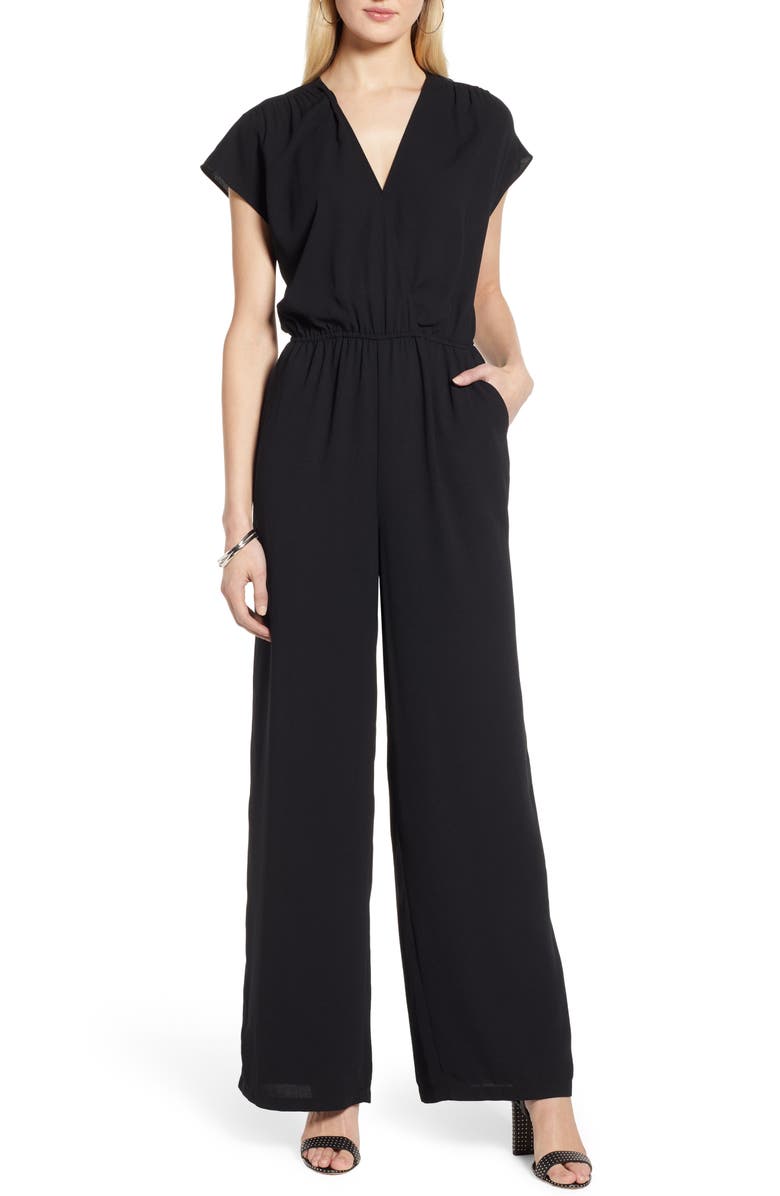 Halogen<sup>®</sup> Faux Wrap Jumpsuit, Main, color, 