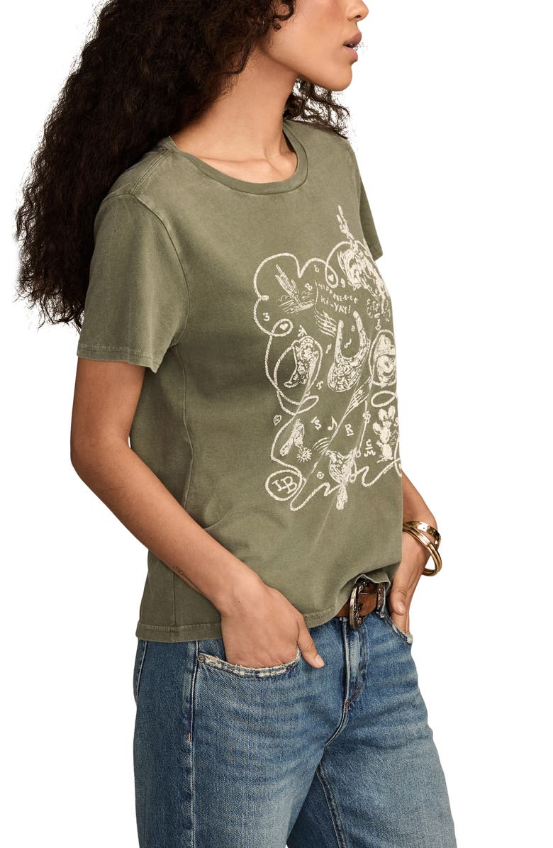 Lucky Brand Western Rope Frame Cotton Graphic T-Shirt, Alternate, color, Thyme