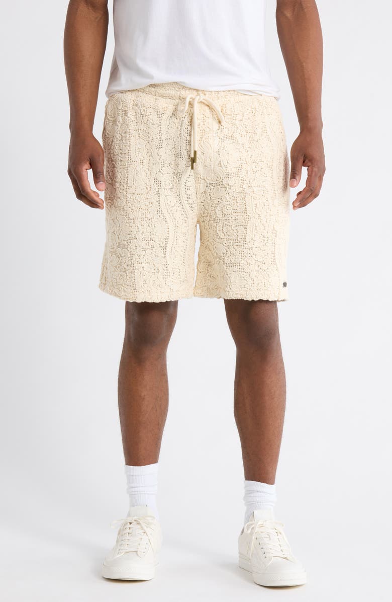 HONOR THE GIFT Mind Maze Lace Knit Shorts, Main, color, Natural