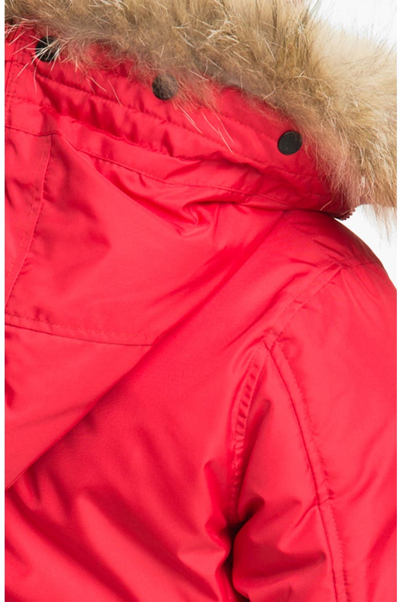 'Kayla' Down Parka with Genuine Rabbit & Coyote Fur, Alternate, color, RED