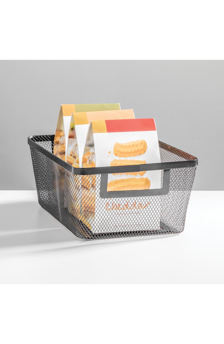 mDesign Metal Mesh Pantry Basket with Handles - Set of 4 - Matte Black, Alternate, color, Black