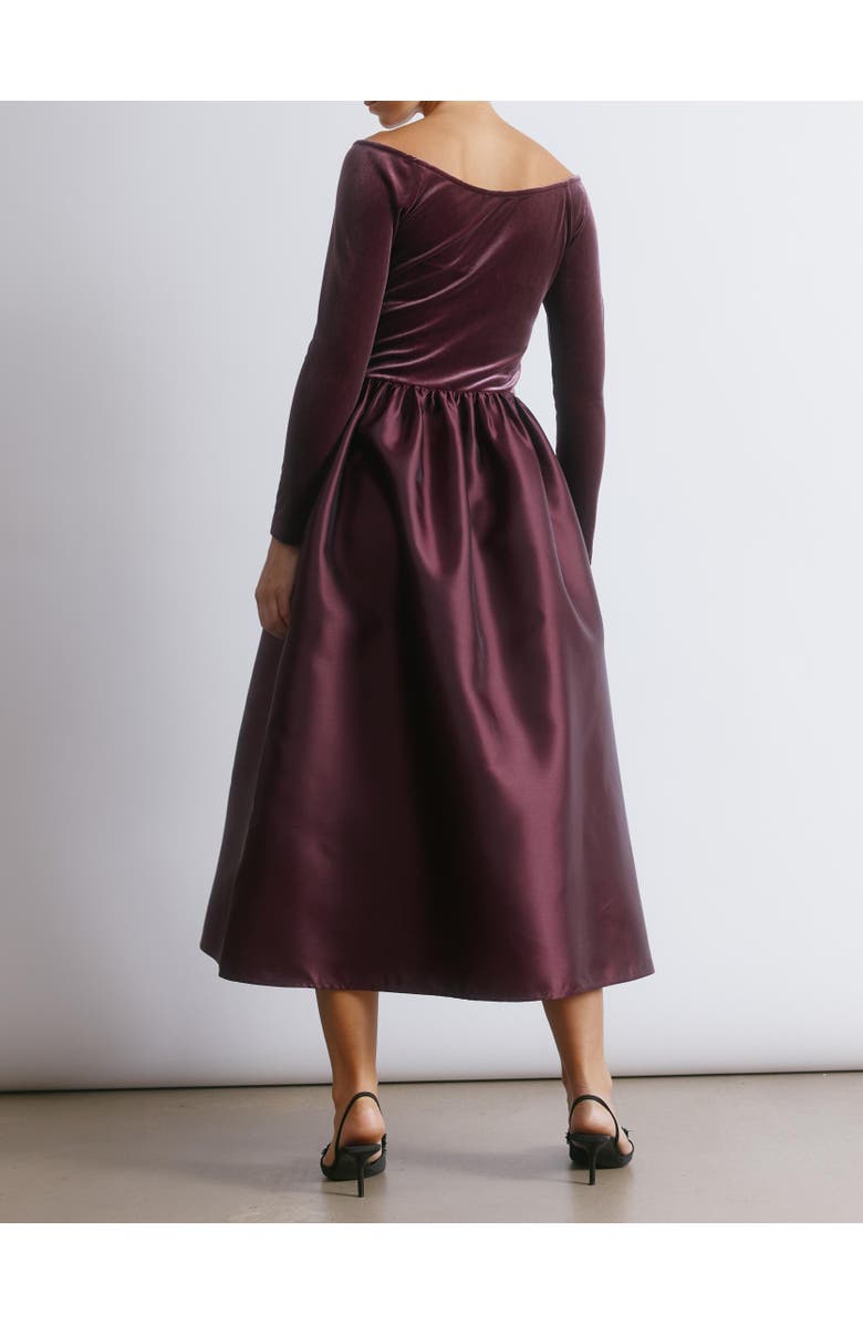 Albaray Velvet & Taffeta Bardot Dress, Alternate, color, Burgundy