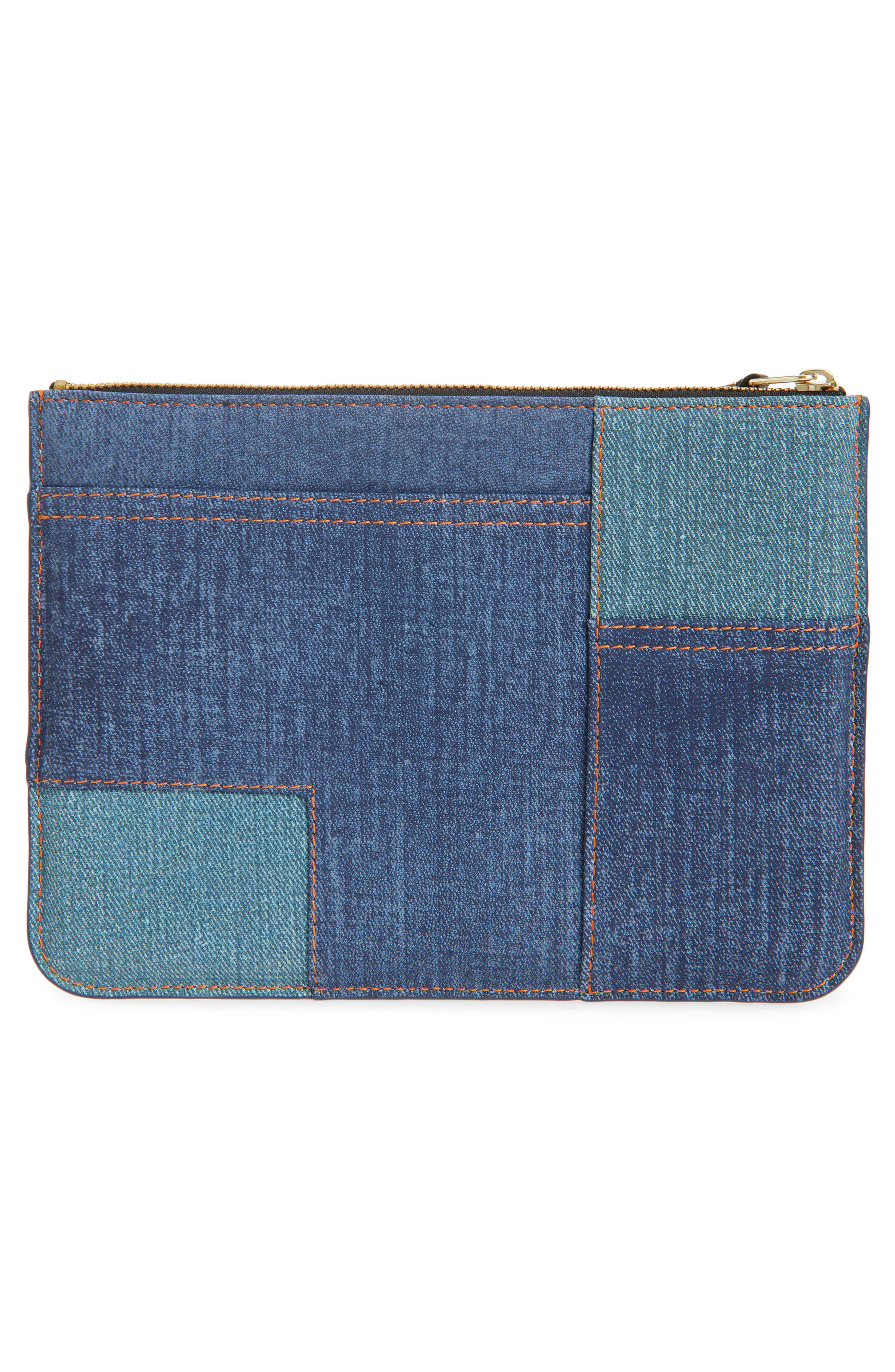 Comme des Garçons Denim Pocket Leather Pouch Clutch, Alternate, color, Blue