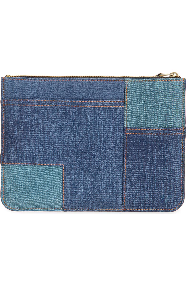 Comme des Garçons Denim Pocket Leather Pouch Clutch, Alternate, color, Blue